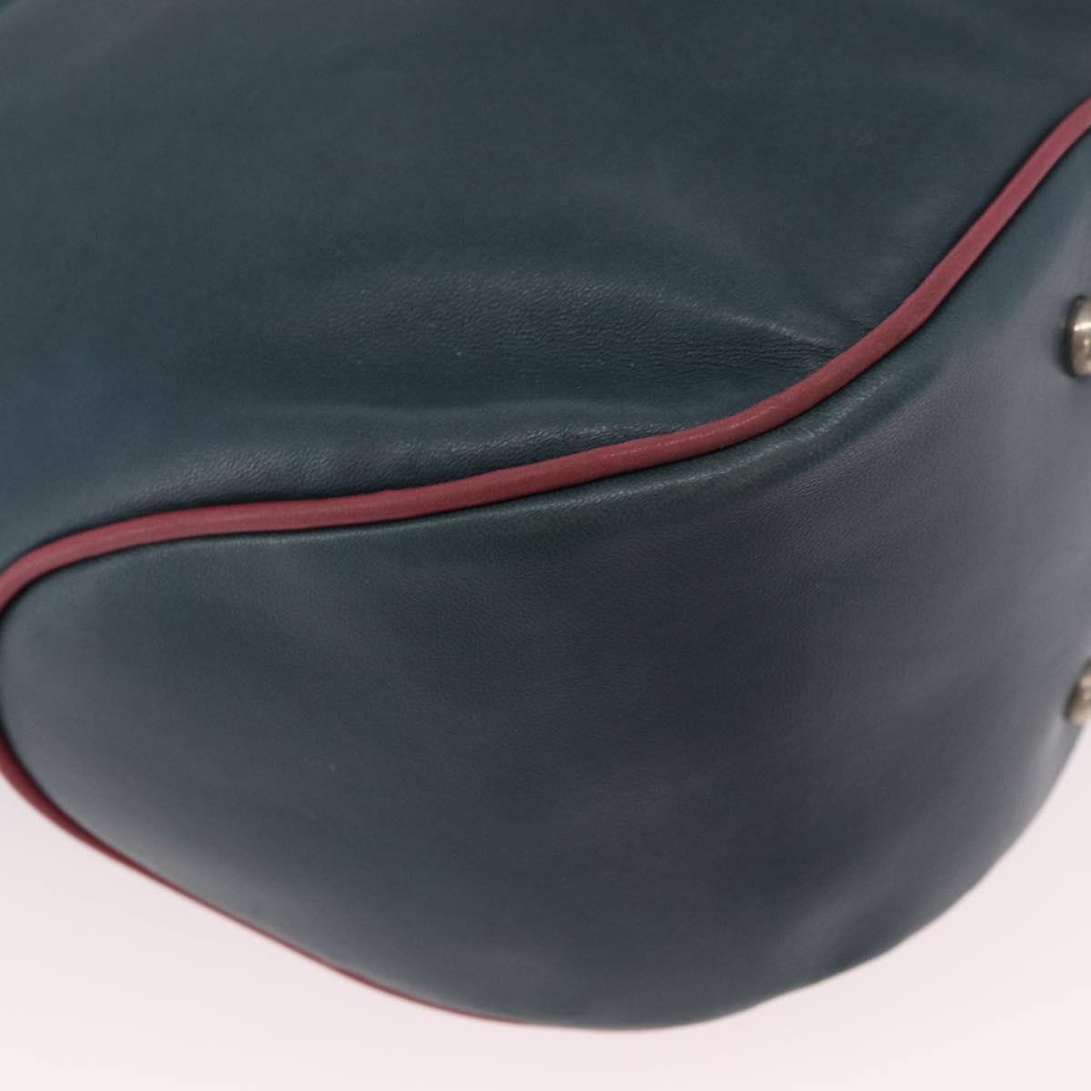 LOEWE Shoulder Bag Leather Green Silver Auth 187866A