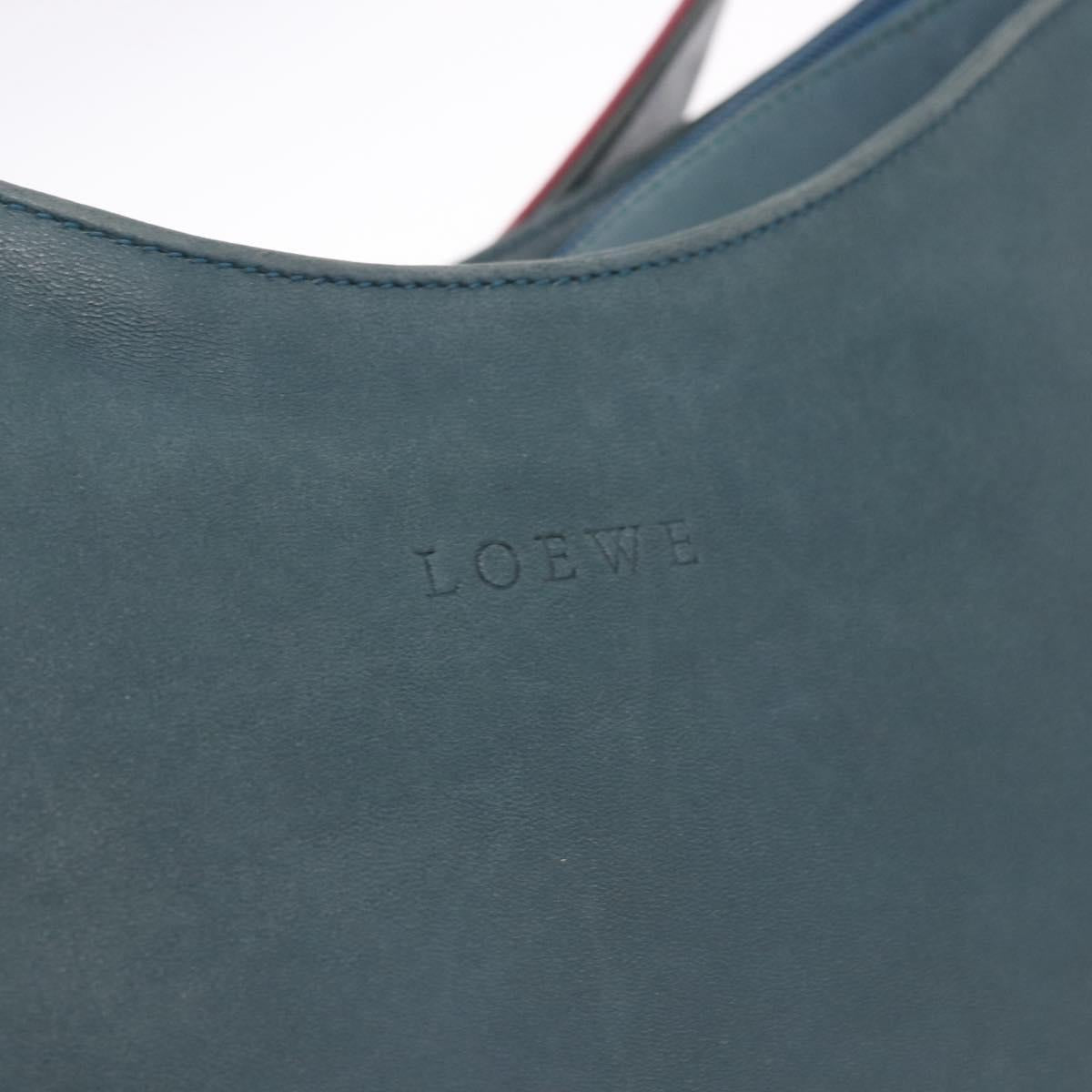 LOEWE Shoulder Bag Leather Green Silver Auth 187866A