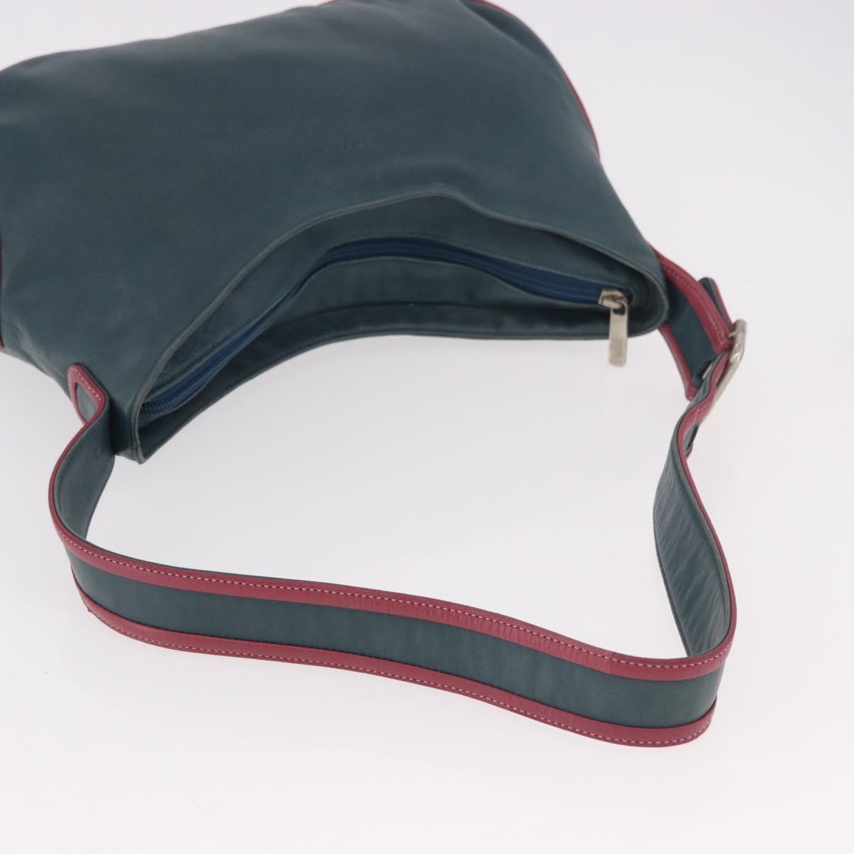 LOEWE Shoulder Bag Leather Green Silver Auth 187866A