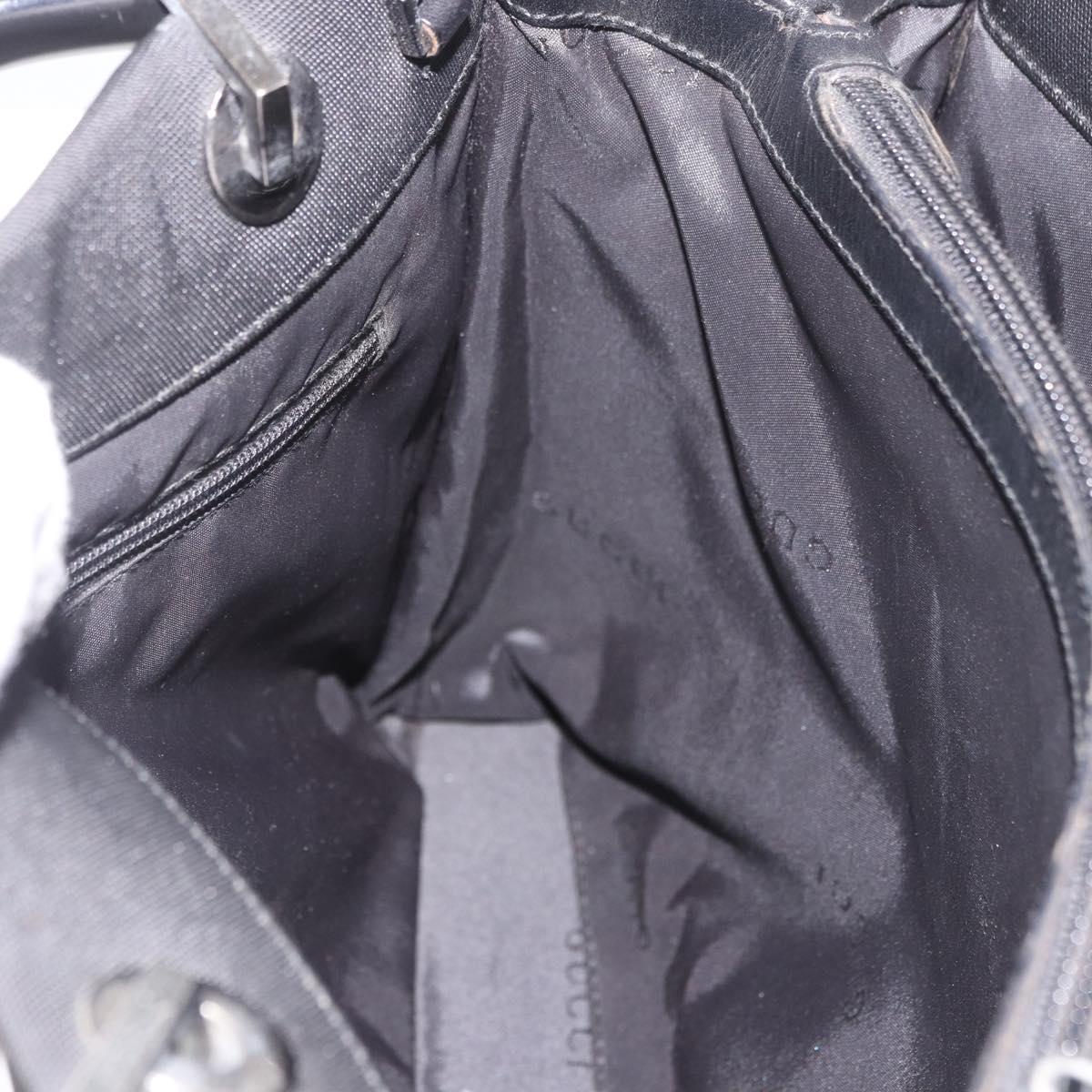 GUCCI Bamboo Tote Bag Canvas Black Silver 002 1016 Auth 187874