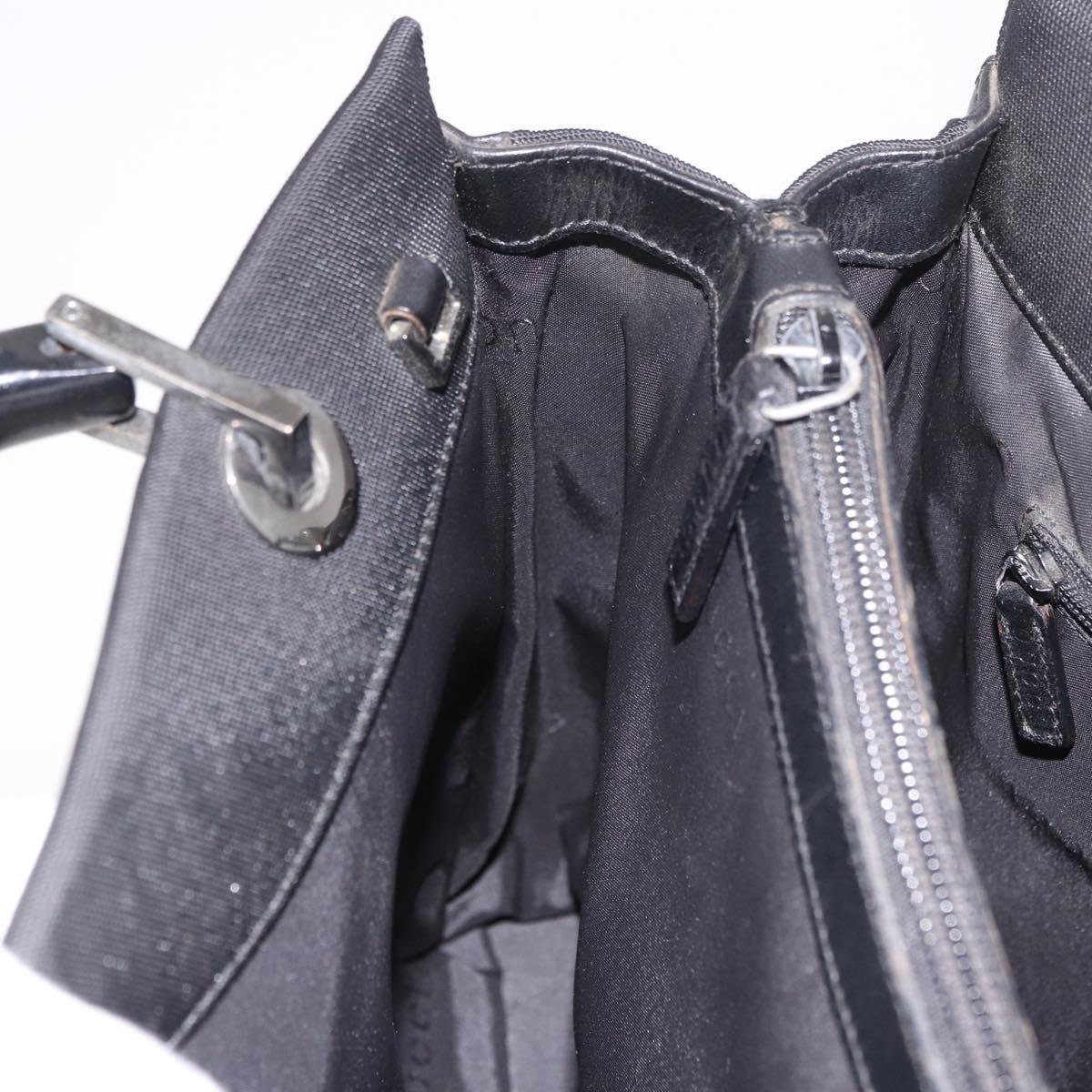 GUCCI Bamboo Tote Bag Canvas Black Silver 002 1016 Auth 187874