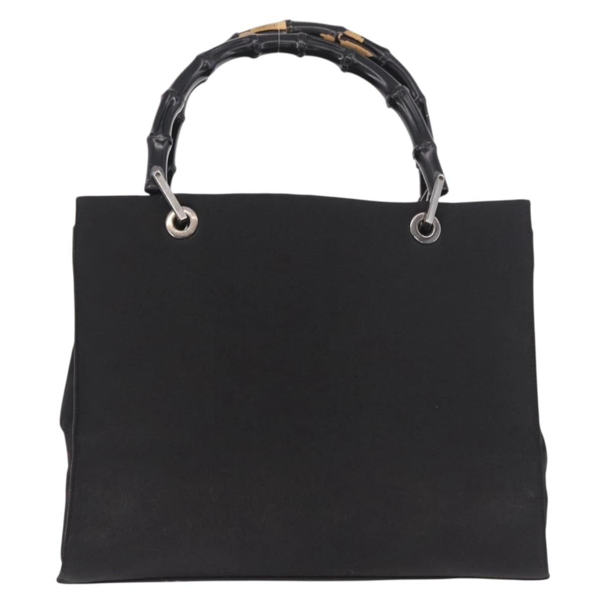 GUCCI Bamboo Tote Bag Canvas Black Silver 002 1016 Auth 187874