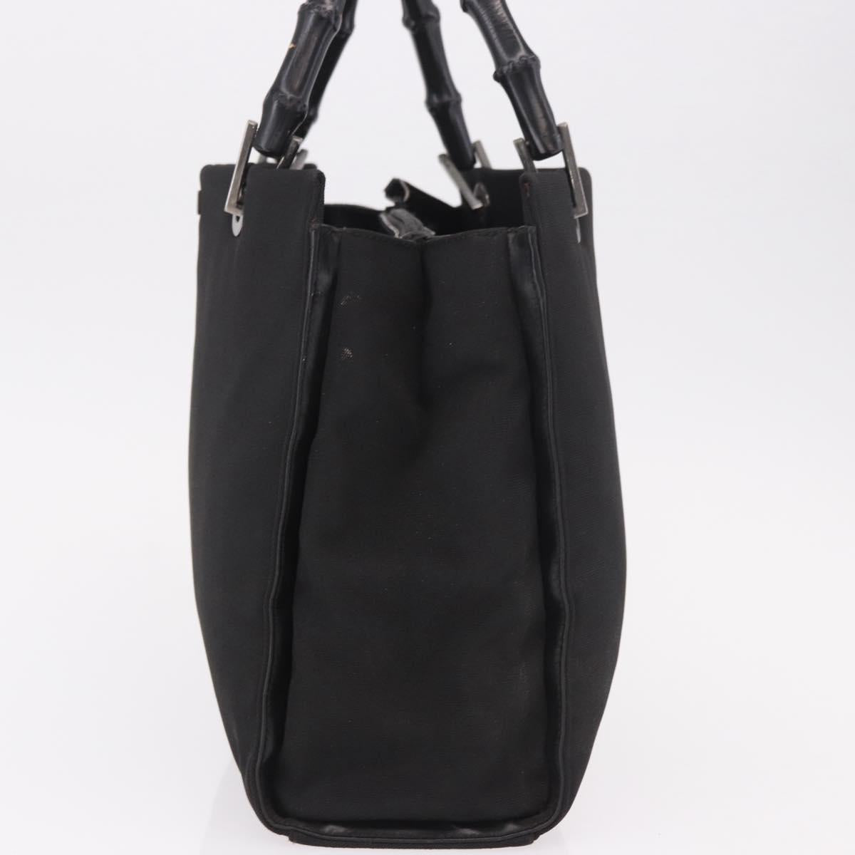 GUCCI Bamboo Tote Bag Canvas Black Silver 002 1016 Auth 187874