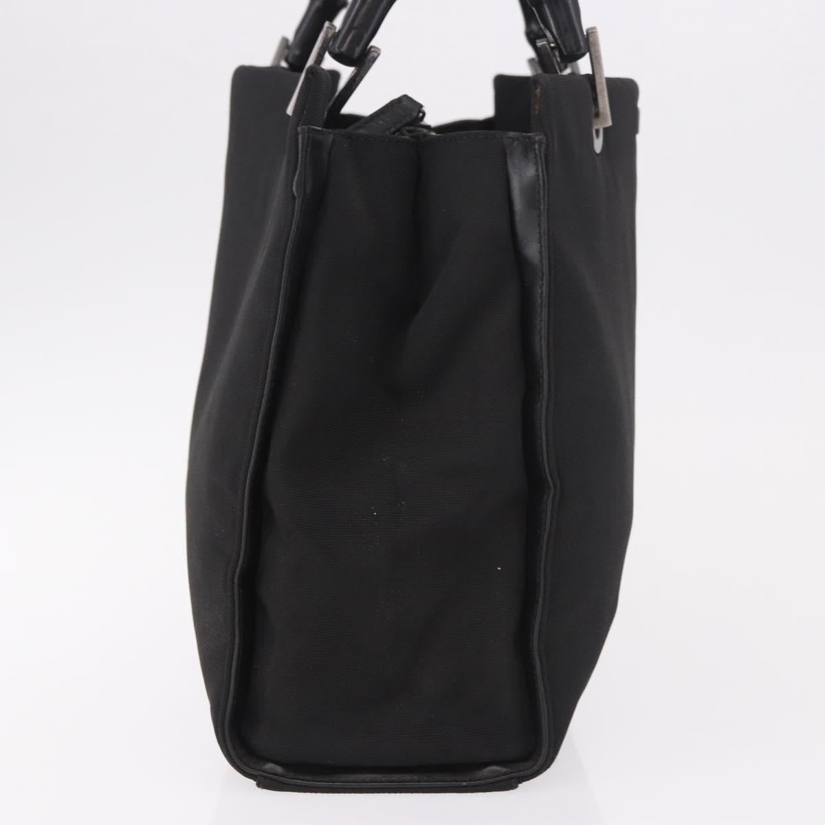 GUCCI Bamboo Tote Bag Canvas Black Silver 002 1016 Auth 187874
