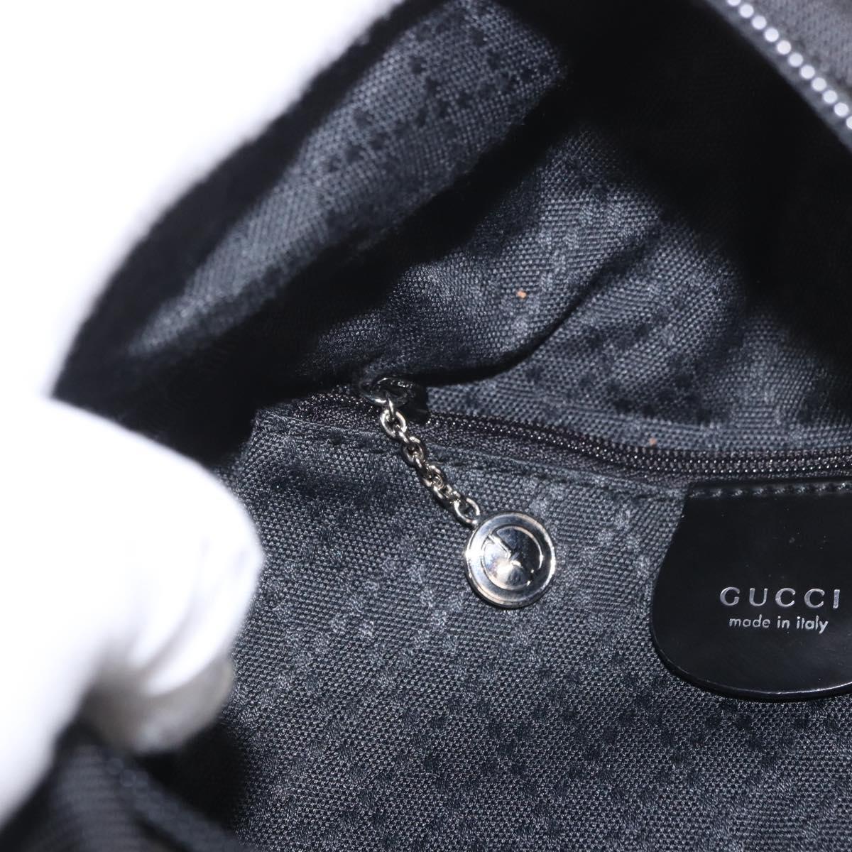 GUCCI Bamboo Tote Bag Canvas Black Silver 000 1014 0575 Auth 187875A
