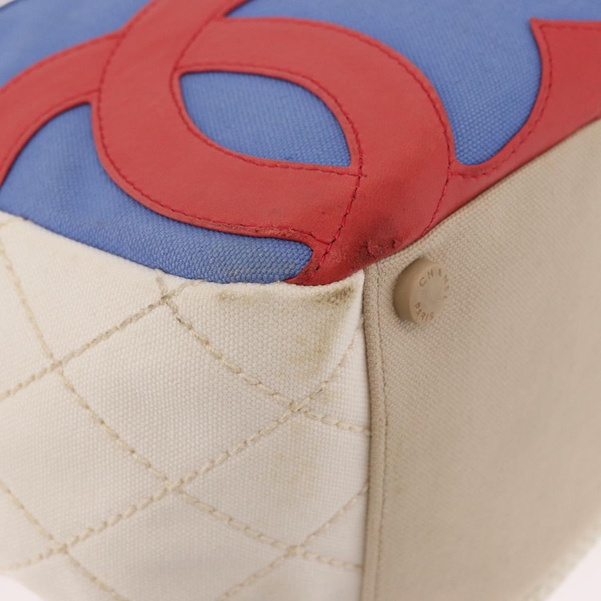 CHANEL No. 5 Wild Stitch Chain Tote Bag Canvas Ivory Silver CC Auth 187876A