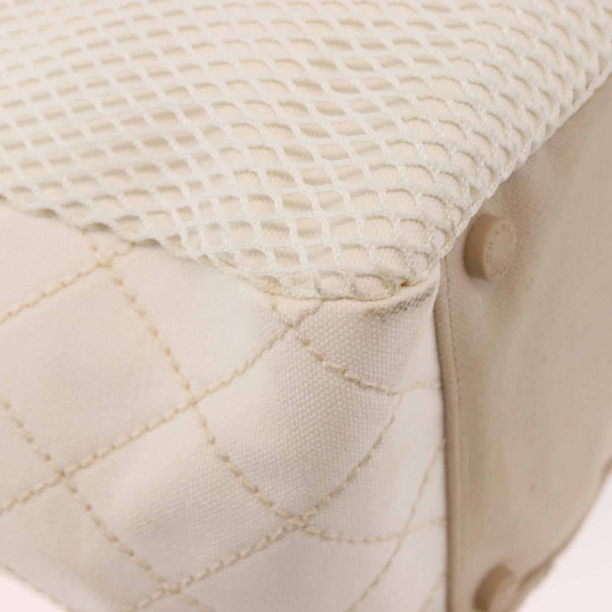 CHANEL No. 5 Wild Stitch Chain Tote Bag Canvas Ivory Silver CC Auth 187876A