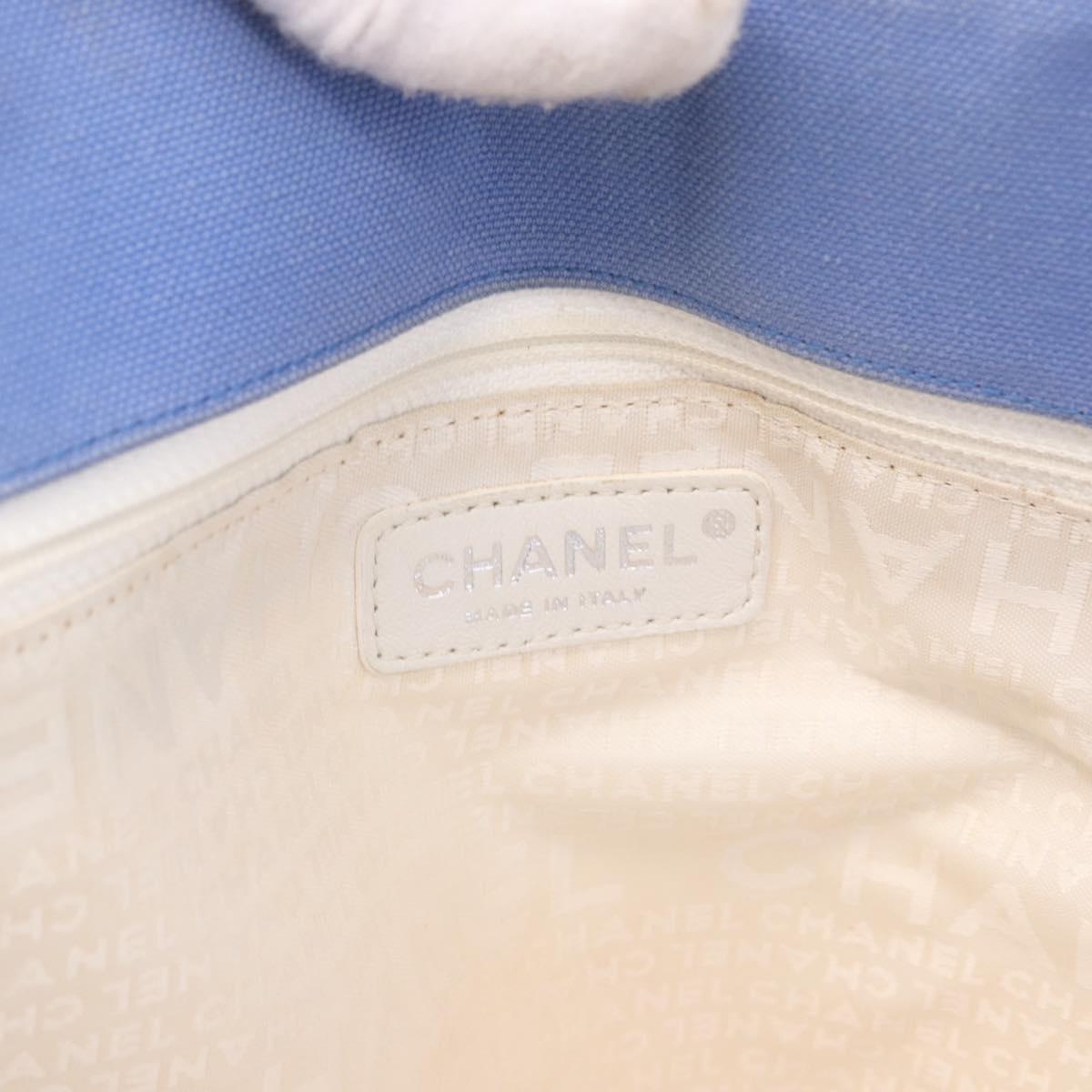 CHANEL No. 5 Wild Stitch Chain Tote Bag Canvas Ivory Silver CC Auth 187876A