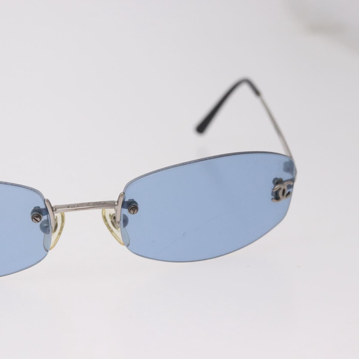 CHANEL Sunglasses metal Blue CC Auth 187883V