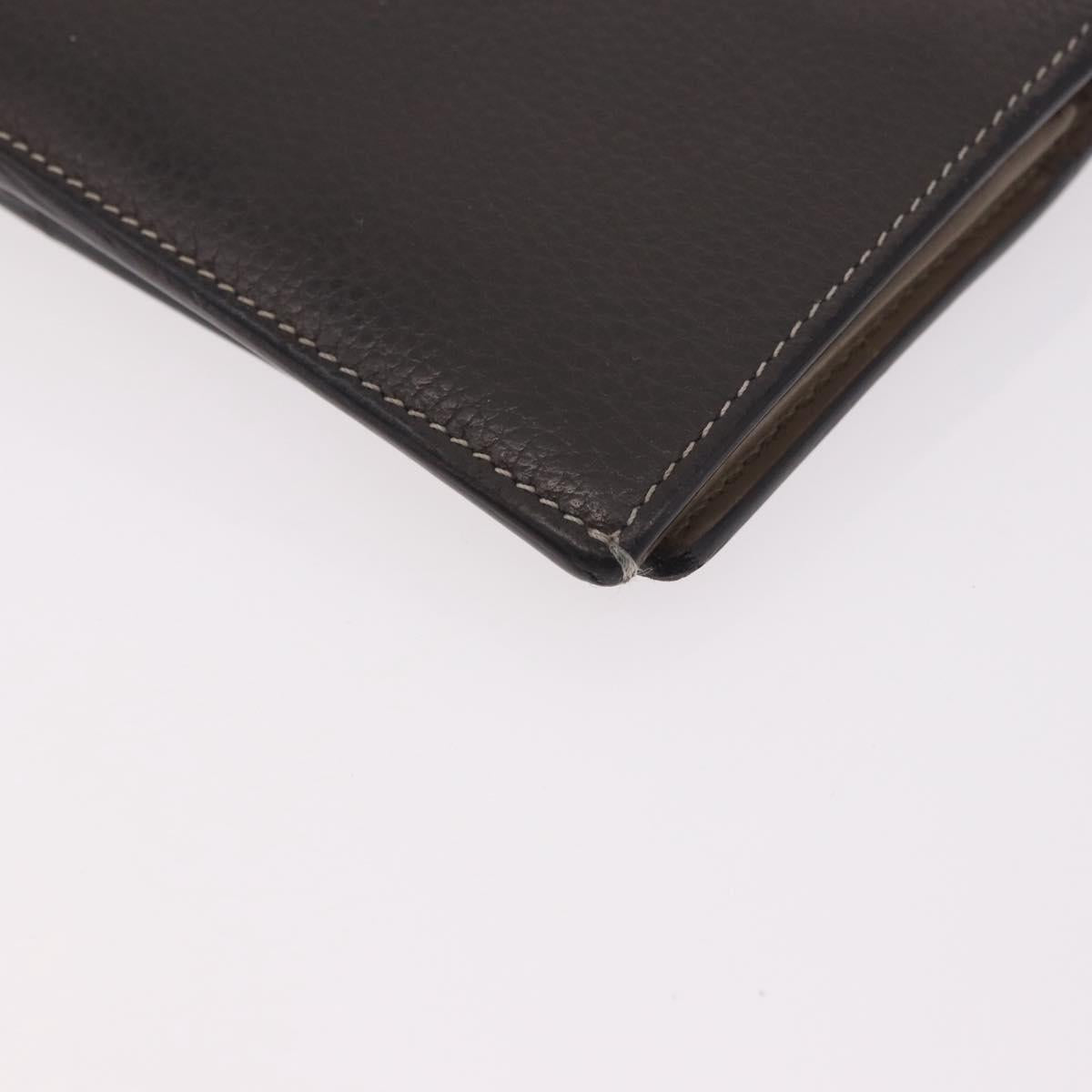 Christian Dior Long Wallet Leather Brown Silver Auth 187887