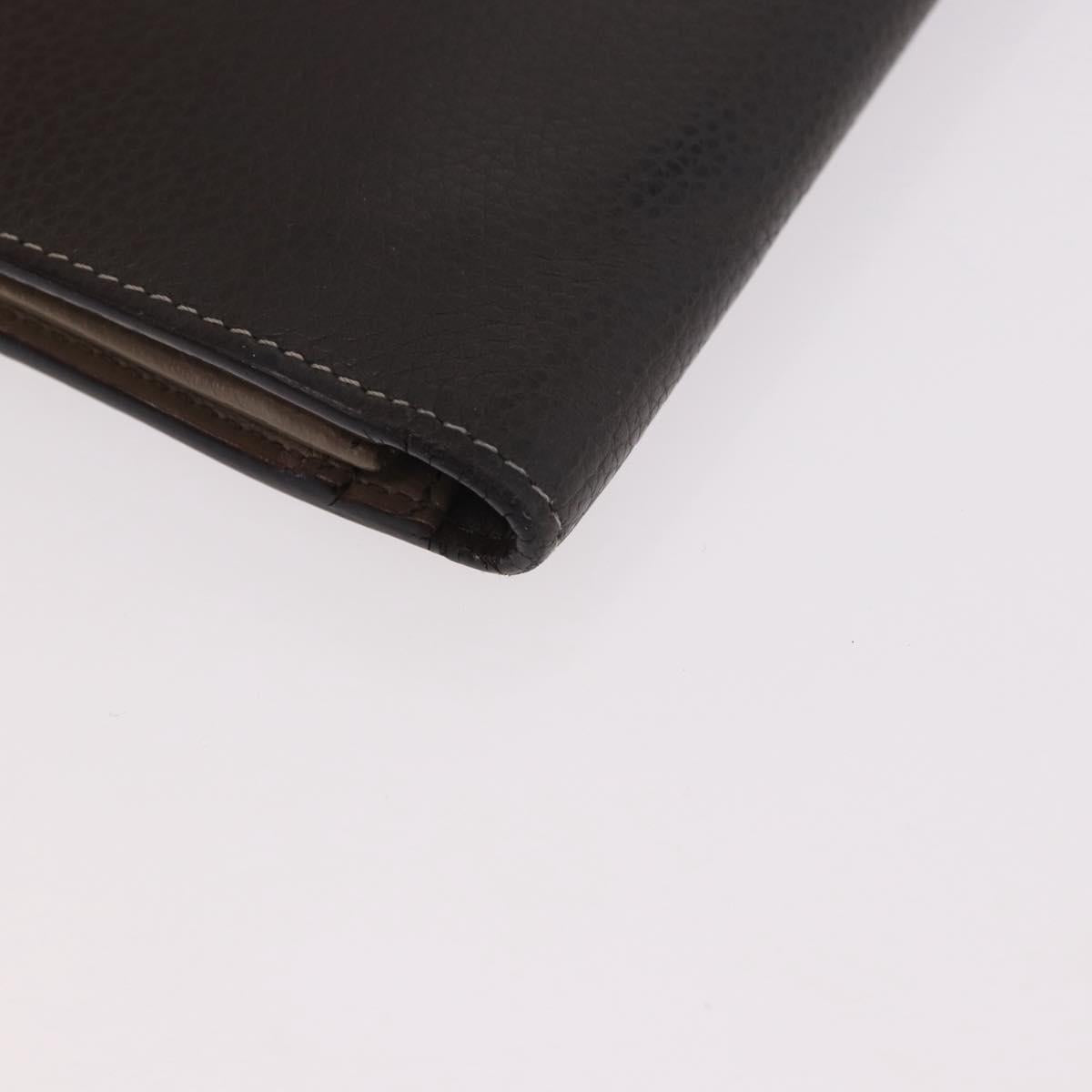 Christian Dior Long Wallet Leather Brown Silver Auth 187887