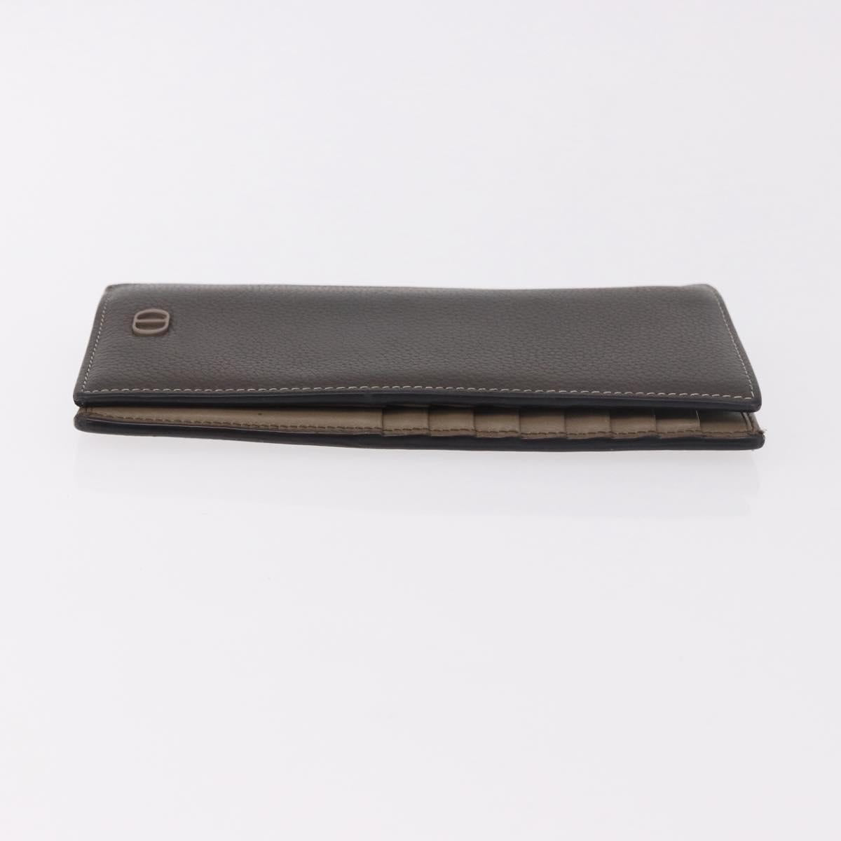 Christian Dior Long Wallet Leather Brown Silver Auth 187887