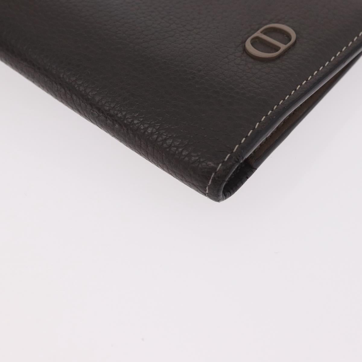 Christian Dior Long Wallet Leather Brown Silver Auth 187887