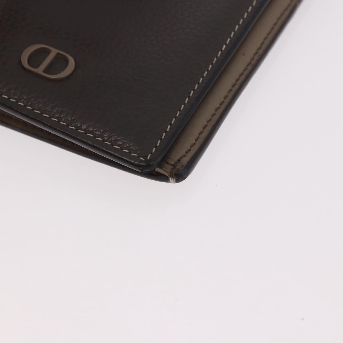 Christian Dior Long Wallet Leather Brown Silver Auth 187887