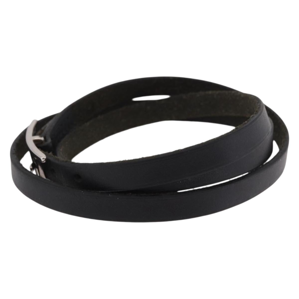 HERMES Appi 3 Bracelet Leather Black Auth 187888
