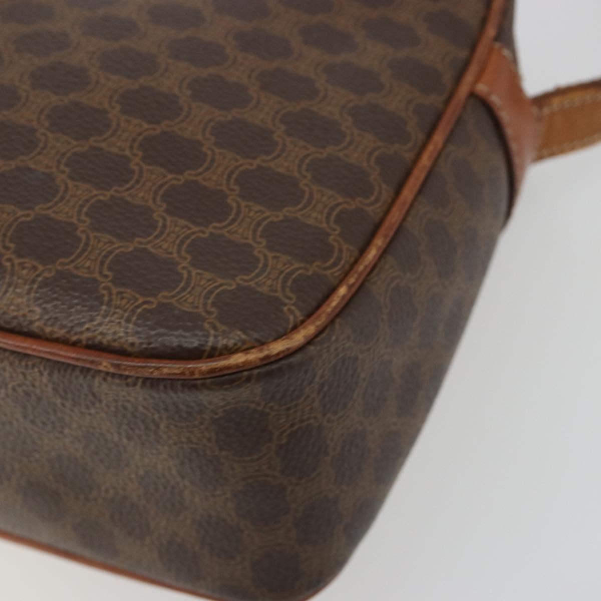 CELINE Macadam Canvas Shoulder Bag PVC Leather Brown Gold Auth 187894