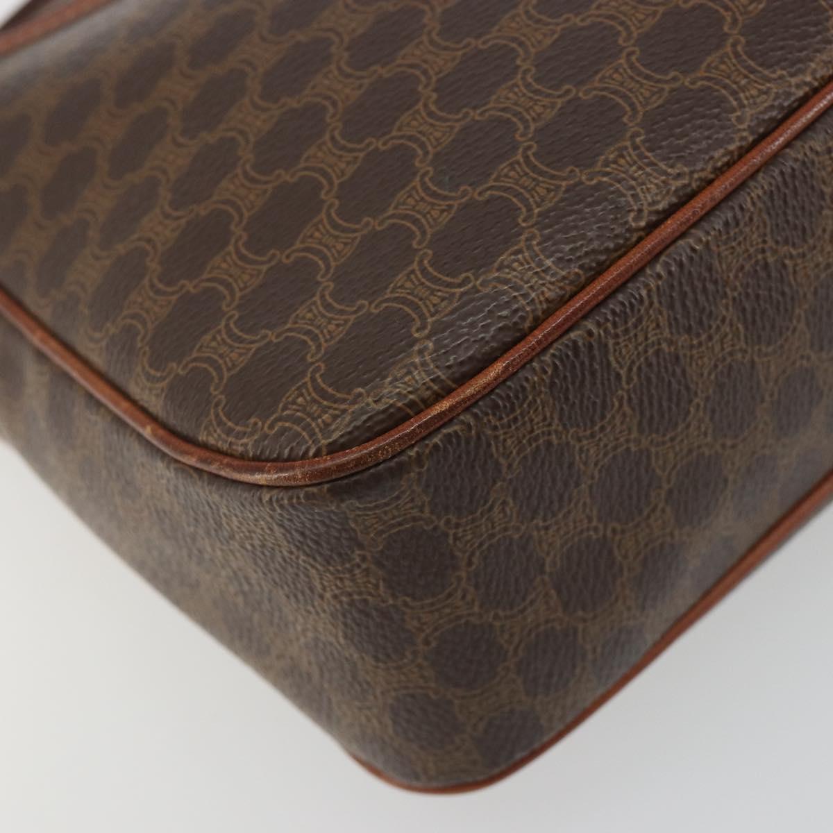 CELINE Macadam Canvas Shoulder Bag PVC Leather Brown Gold Auth 187894