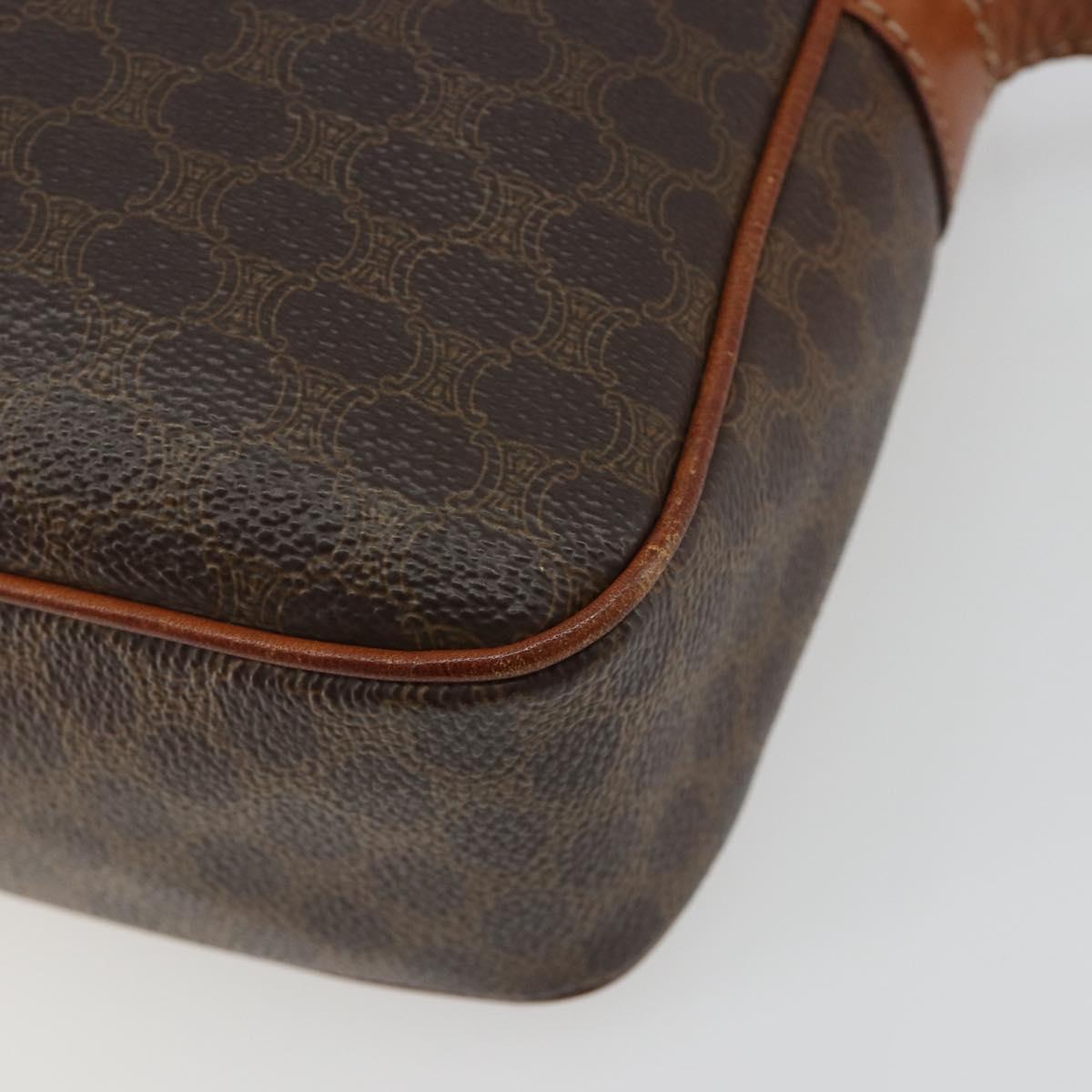 CELINE Macadam Canvas Shoulder Bag PVC Leather Brown Gold Auth 187894