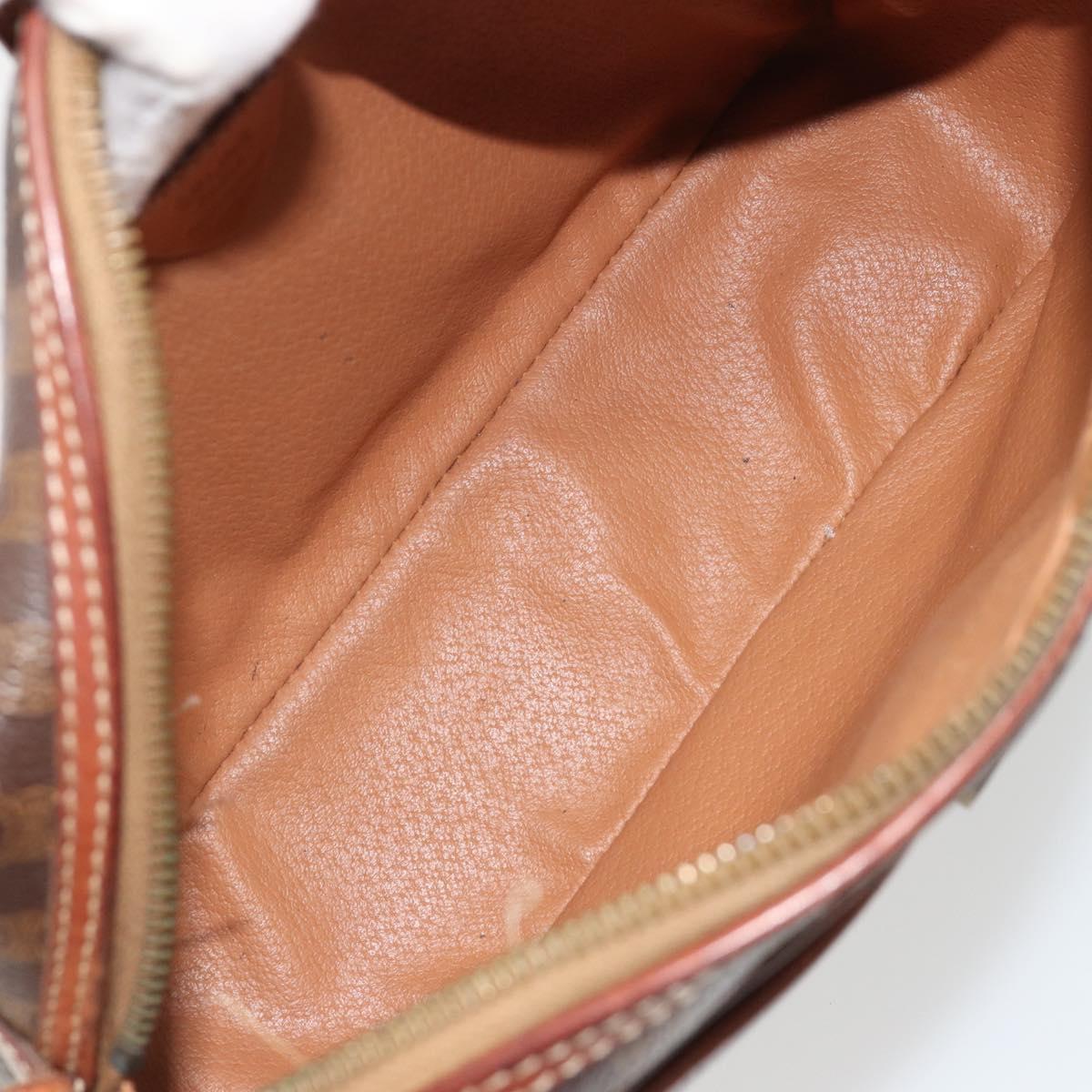 CELINE Macadam Canvas Shoulder Bag PVC Leather Brown Gold Auth 187894