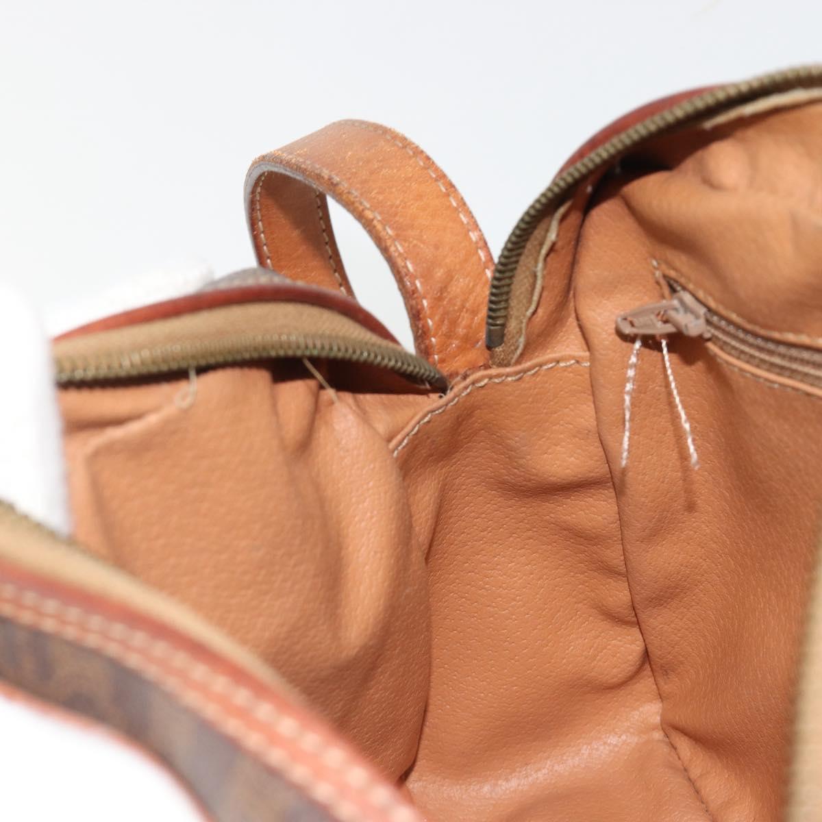 CELINE Macadam Canvas Shoulder Bag PVC Leather Brown Gold Auth 187894