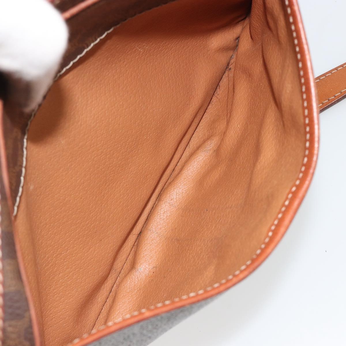 CELINE Macadam Canvas Shoulder Bag PVC Leather Brown Gold Auth 187894