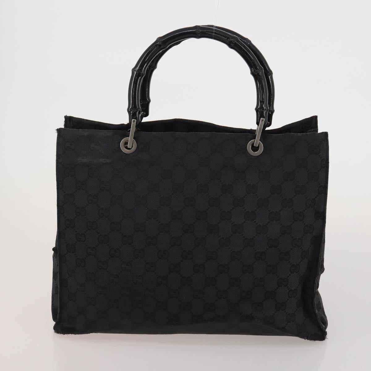 GUCCI GG Canvas Bamboo Hand Bag 3 Set Black Beige Auth 187895