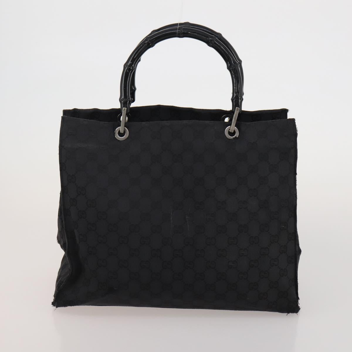 GUCCI GG Canvas Bamboo Hand Bag 3 Set Black Beige Auth 187895