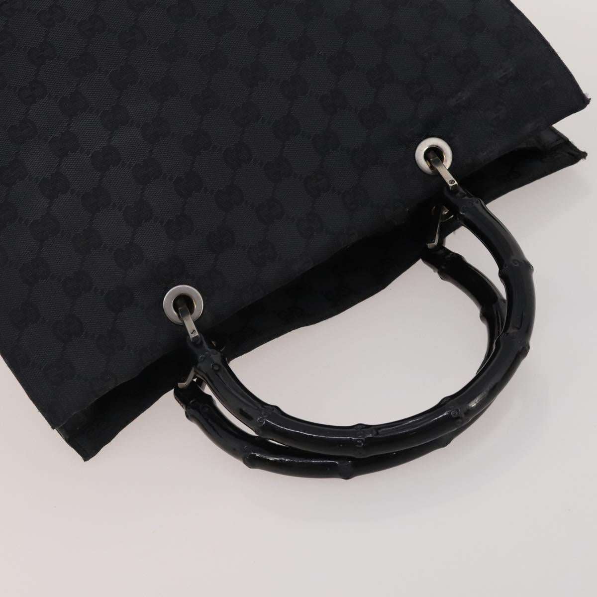 GUCCI GG Canvas Bamboo Hand Bag 3 Set Black Beige Auth 187895
