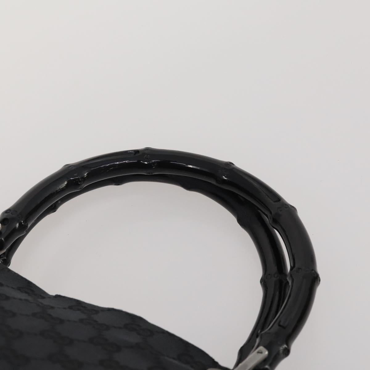 GUCCI GG Canvas Bamboo Hand Bag 3 Set Black Beige Auth 187895