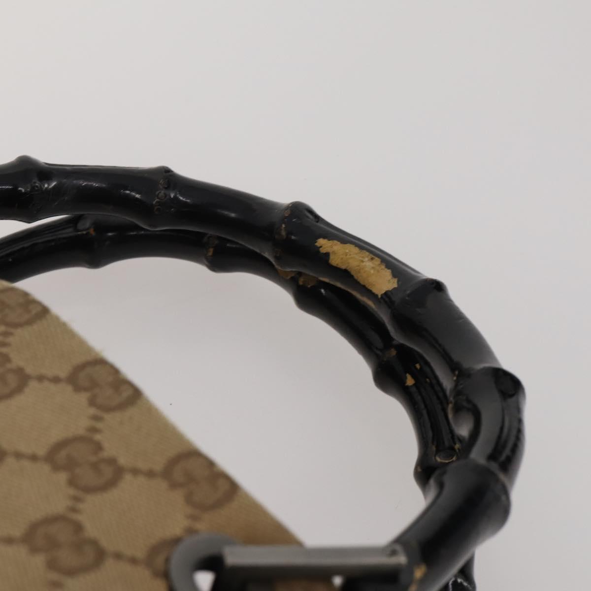GUCCI GG Canvas Bamboo Hand Bag 3 Set Black Beige Auth 187895
