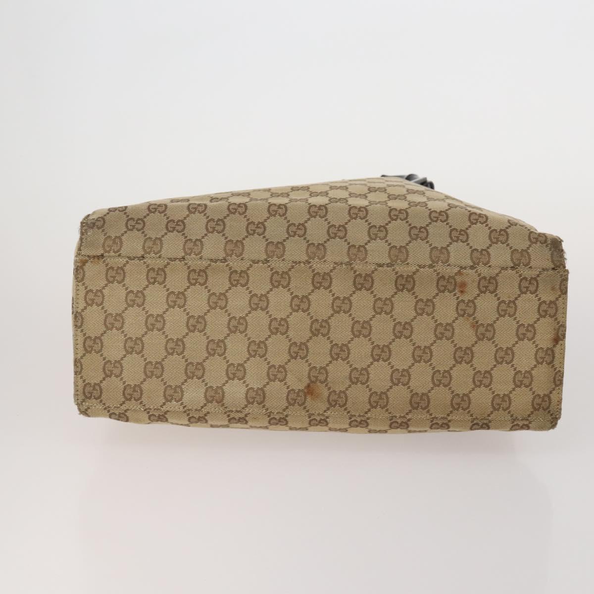 GUCCI GG Canvas Bamboo Hand Bag 3 Set Black Beige Auth 187895