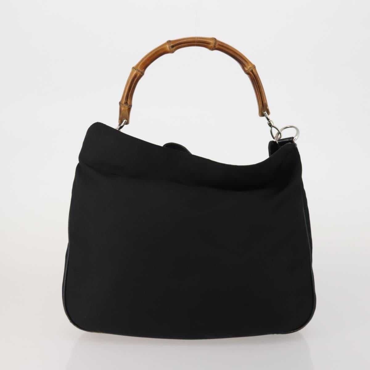 GUCCI Bamboo Shoulder Bag Nylon 2 Set Black Auth 187896