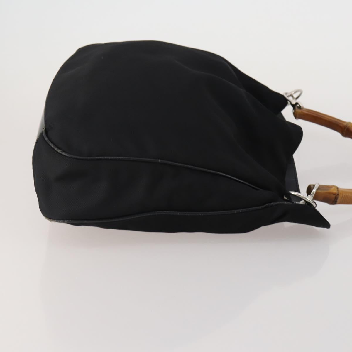 GUCCI Bamboo Shoulder Bag Nylon 2 Set Black Auth 187896