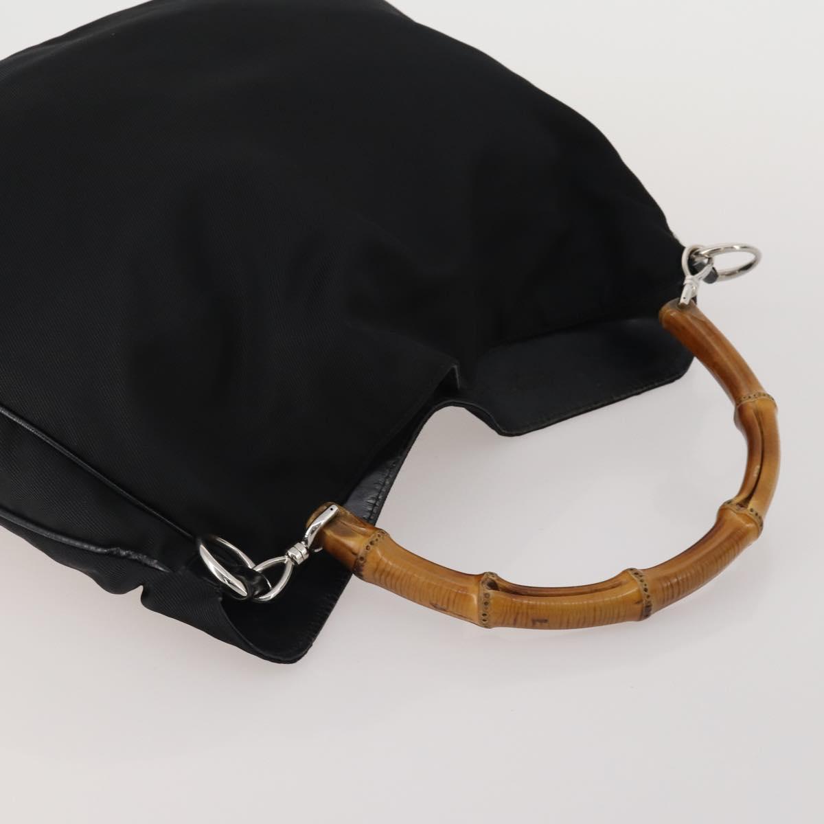 GUCCI Bamboo Shoulder Bag Nylon 2 Set Black Auth 187896