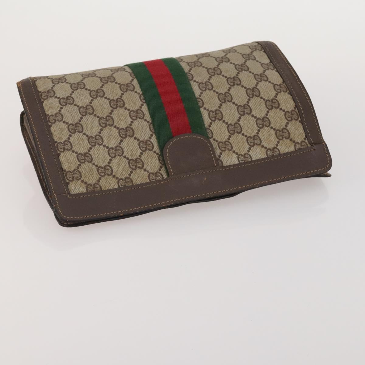 GUCCI GG Supreme Web Sherry Line Bag PVC Suede 3 Set Beige Brown Auth 187898