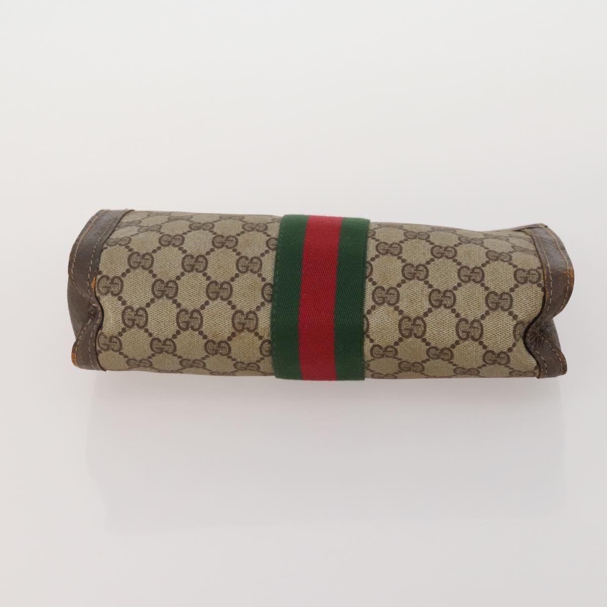 GUCCI GG Supreme Web Sherry Line Bag PVC Suede 3 Set Beige Brown Auth 187898