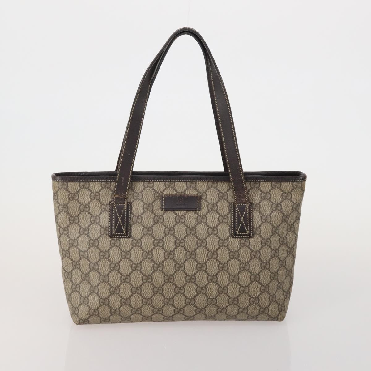 GUCCI GG Supreme Web Sherry Line Bag PVC Suede 3 Set Beige Brown Auth 187898
