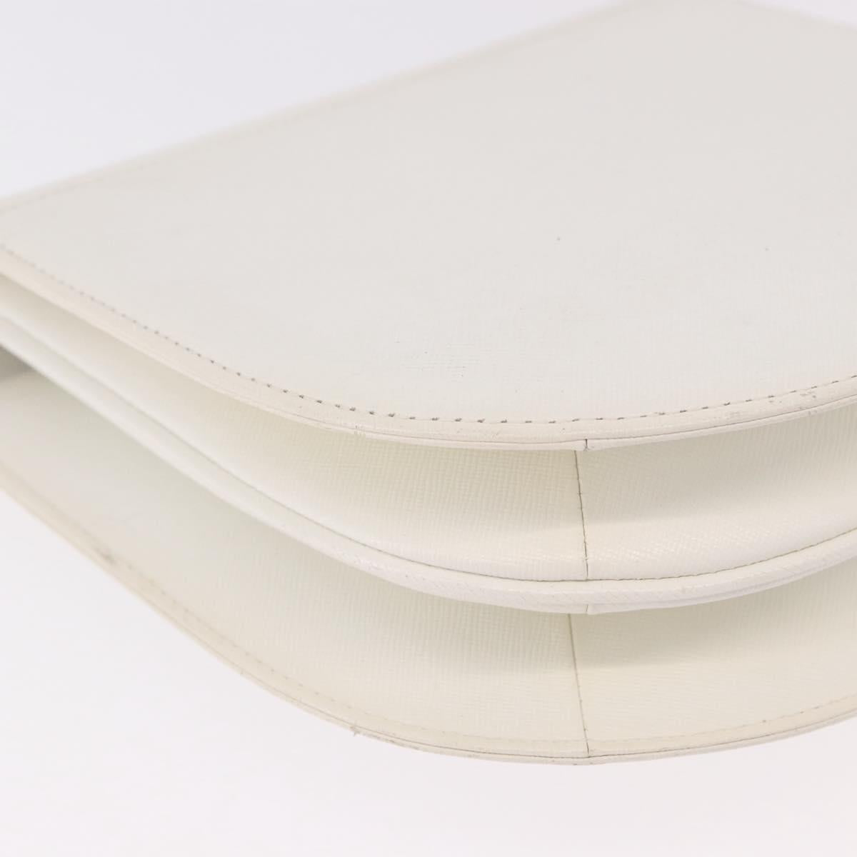 SAINT LAURENT Leather Shoulder Bag White Gold Auth 187920A
