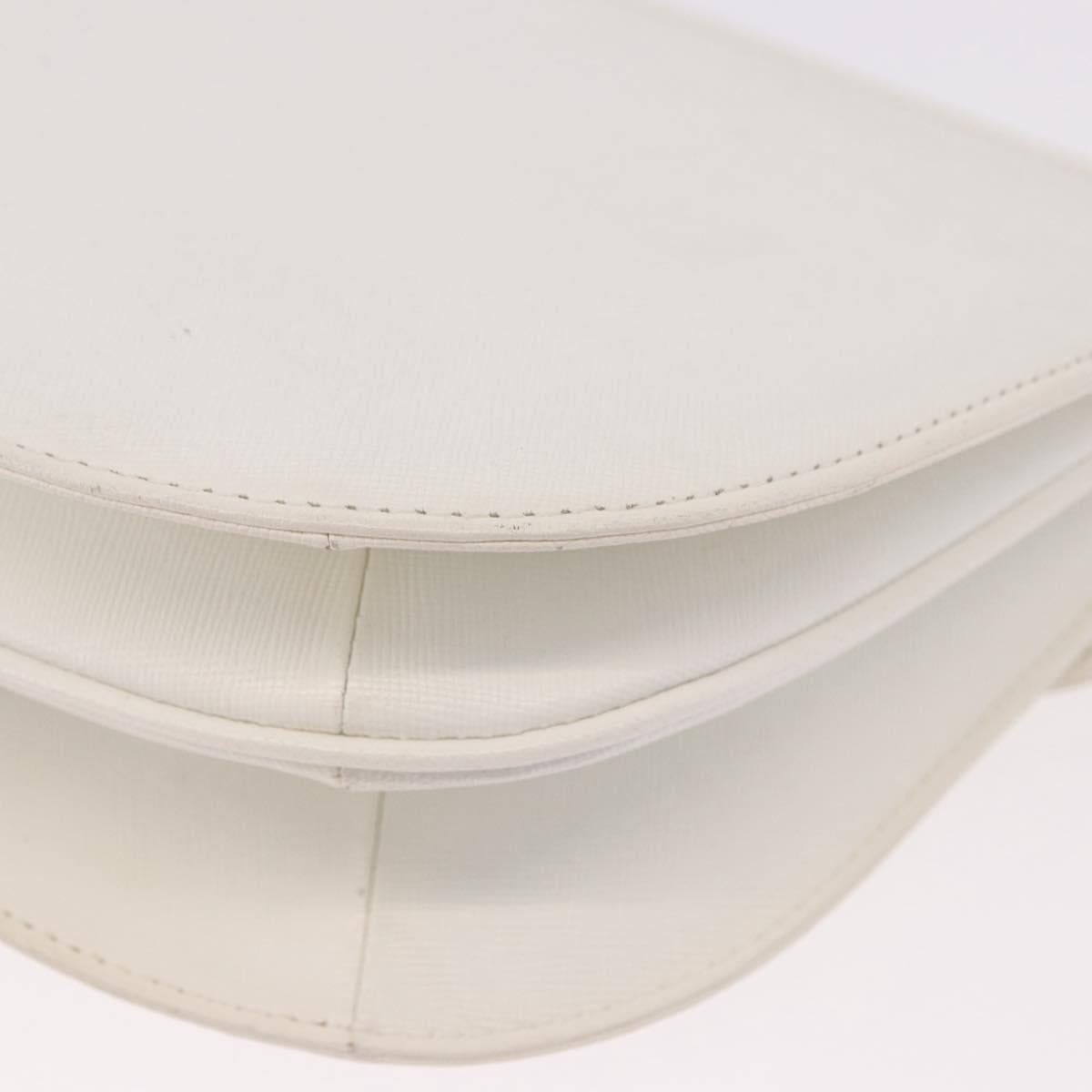 SAINT LAURENT Leather Shoulder Bag White Gold Auth 187920A