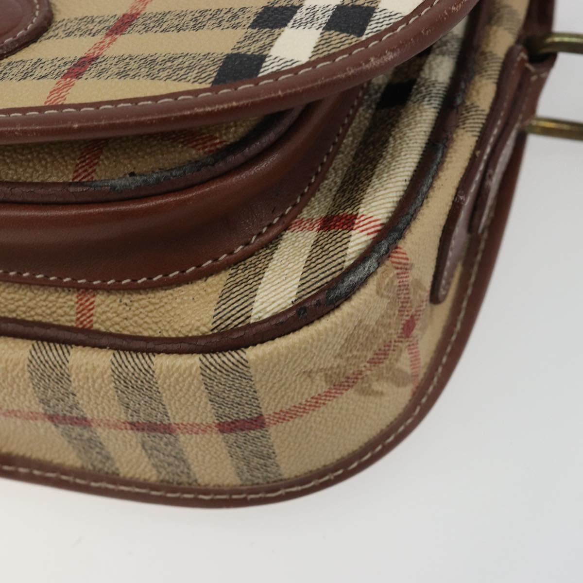 Burberrys Nova Check Shoulder Bag PVC Beige Gold Auth 187924