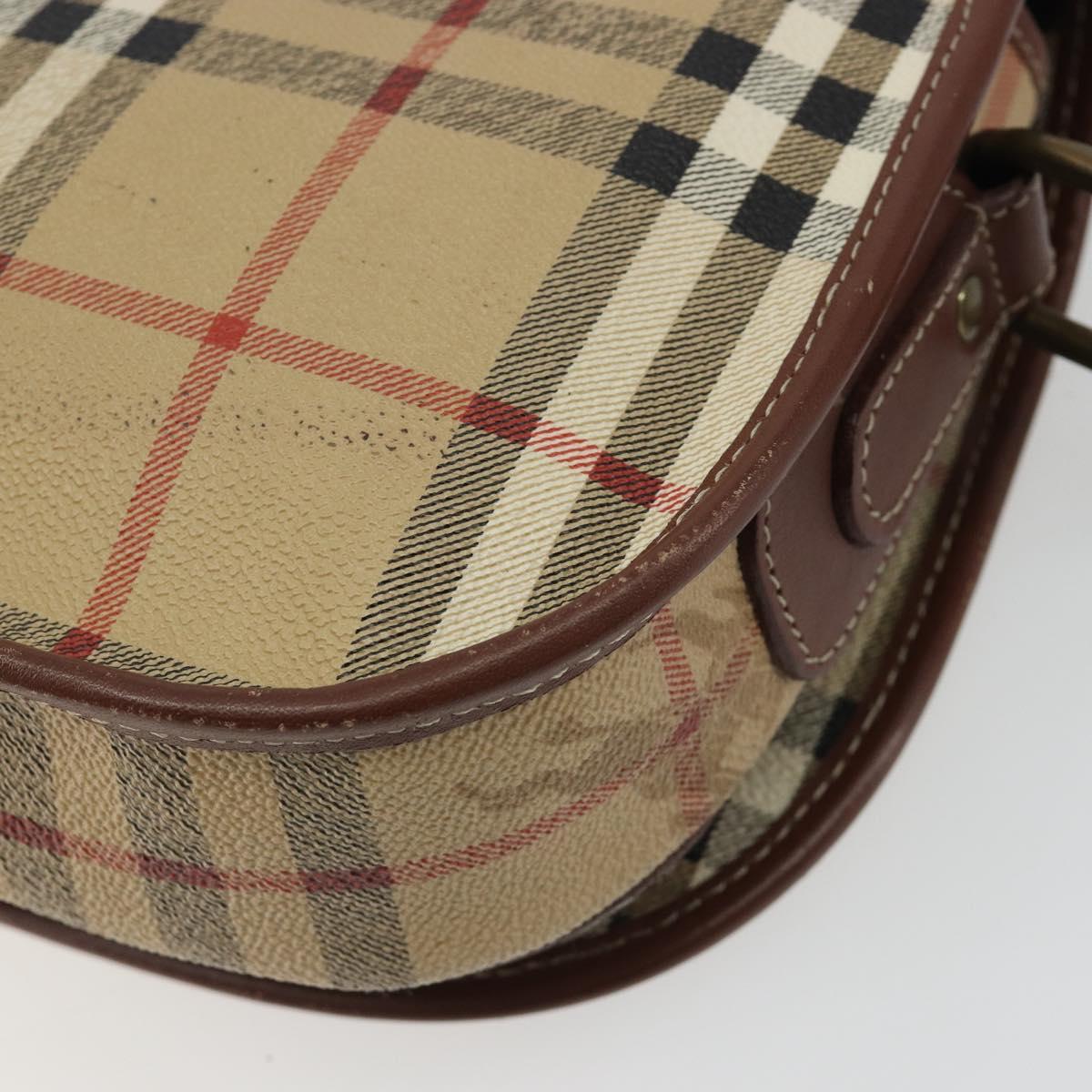 Burberrys Nova Check Shoulder Bag PVC Beige Gold Auth 187924