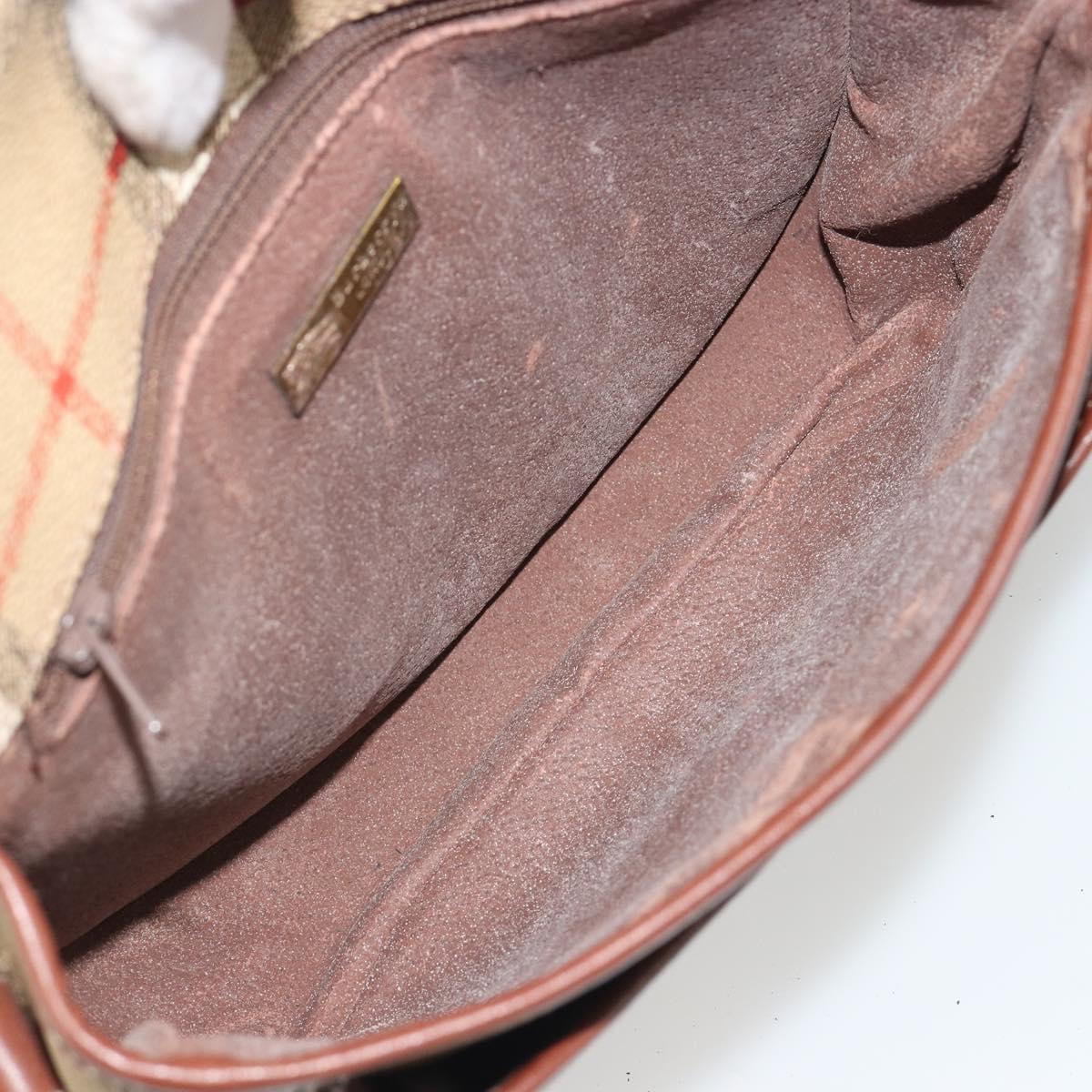 Burberrys Nova Check Shoulder Bag PVC Beige Gold Auth 187924