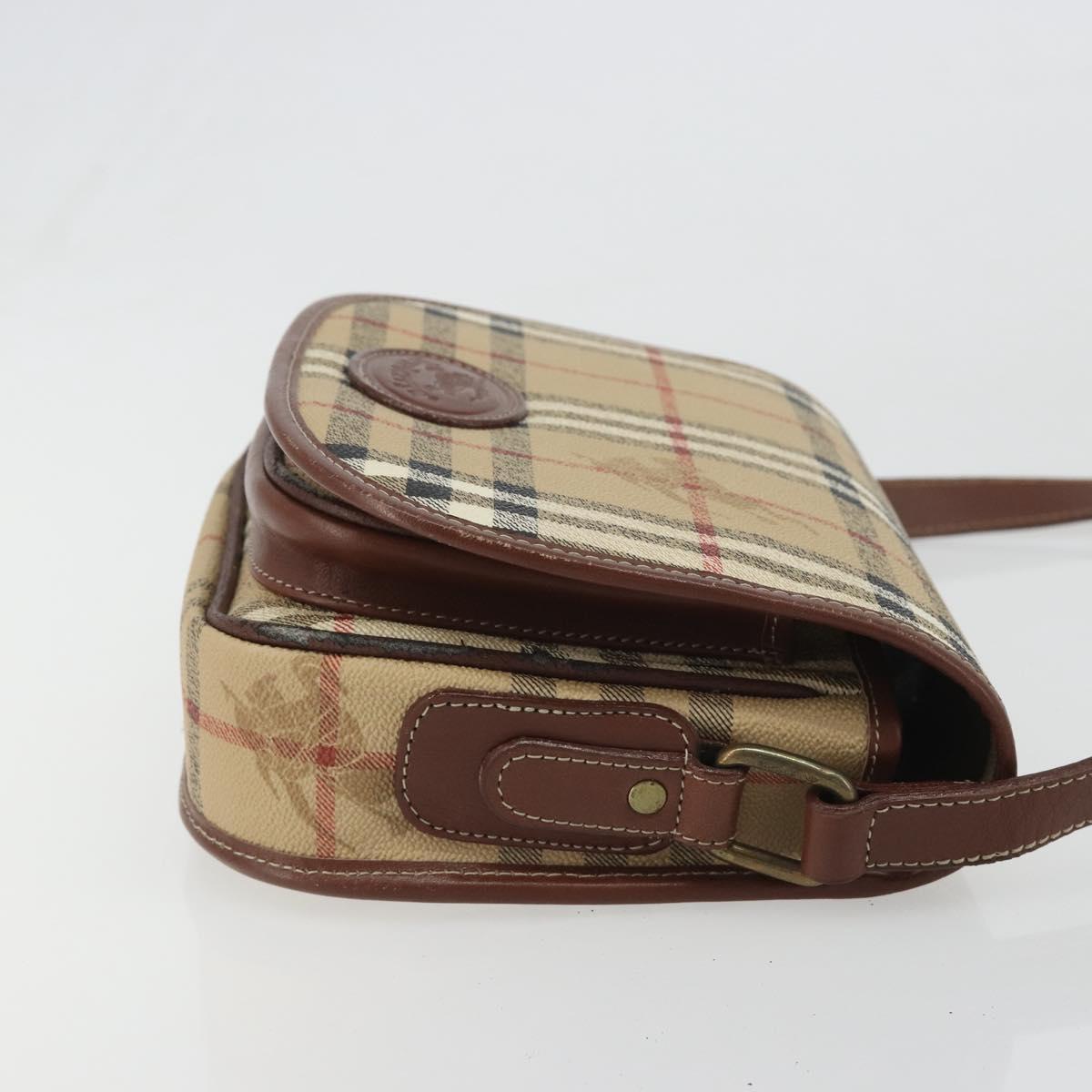 Burberrys Nova Check Shoulder Bag PVC Beige Gold Auth 187924