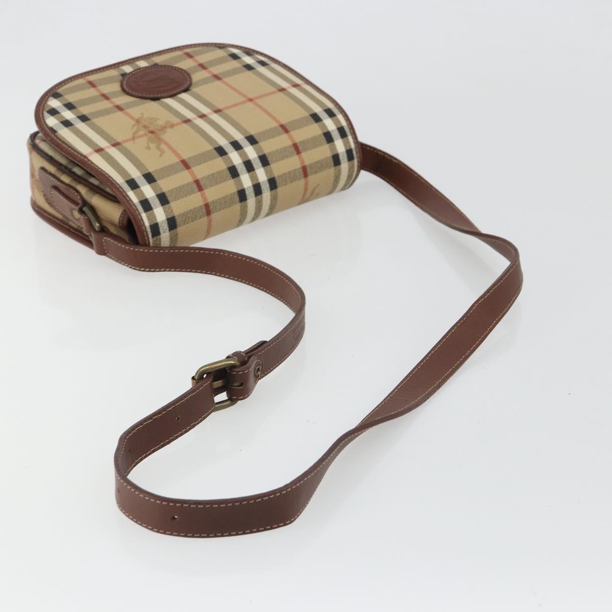 Burberrys Nova Check Shoulder Bag PVC Beige Gold Auth 187924