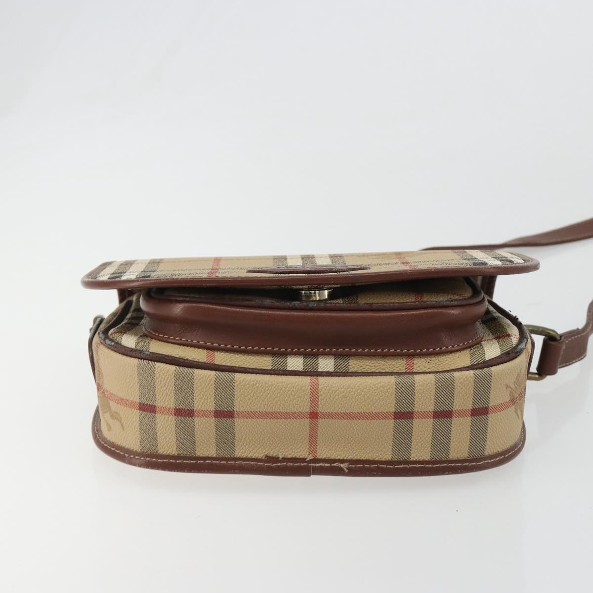 Burberrys Nova Check Shoulder Bag PVC Beige Gold Auth 187924