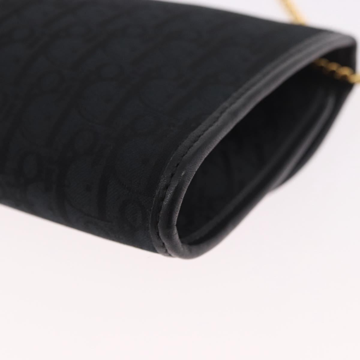 Christian Dior Trotter Canvas Chain Shoulder Bag Black Gold Auth 187926V