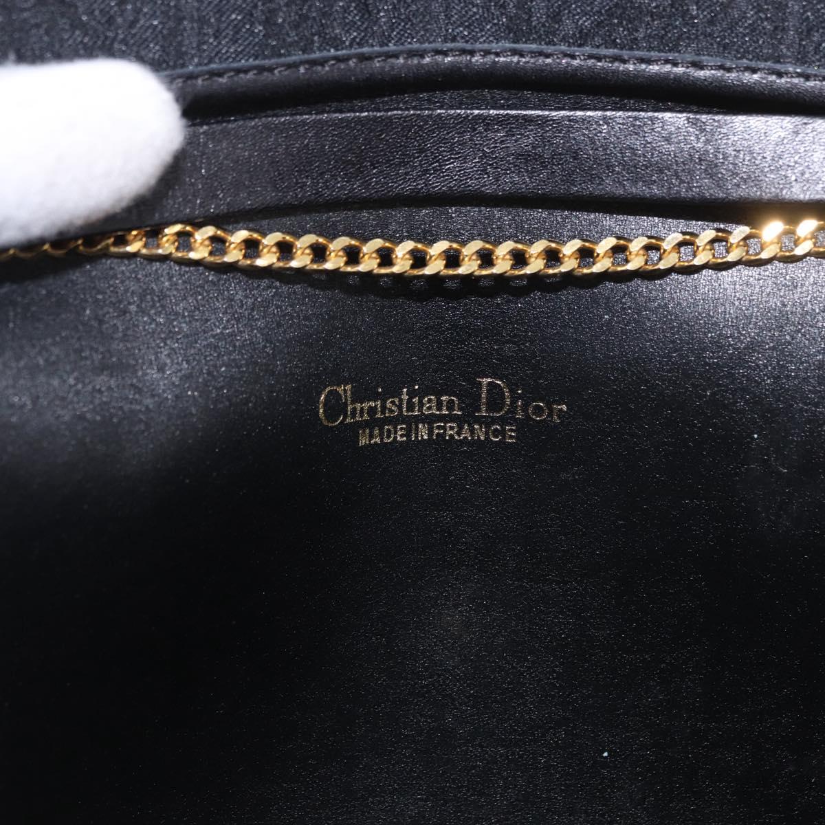 Christian Dior Trotter Canvas Chain Shoulder Bag Black Gold Auth 187926V