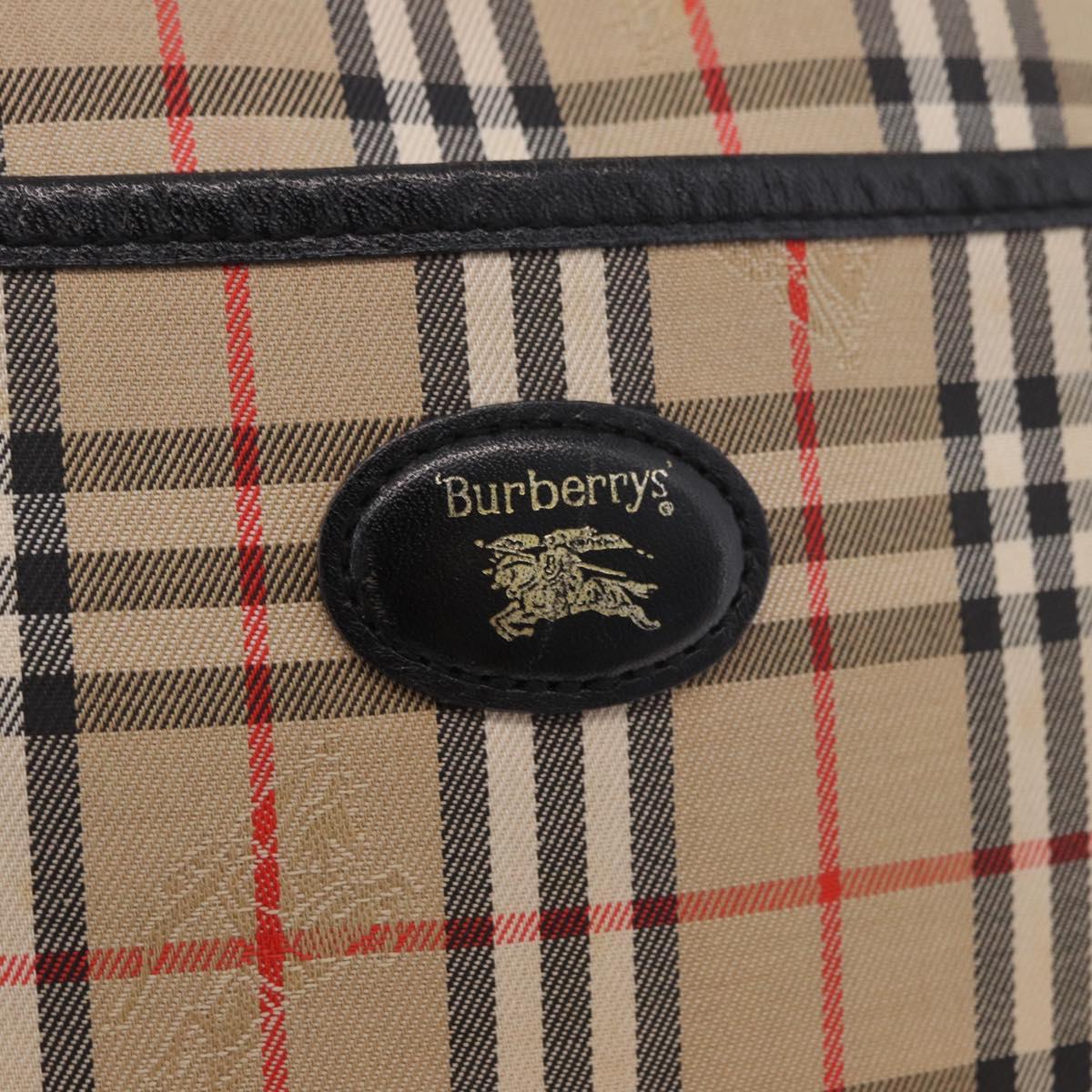 Burberrys Nova Check Shoulder Bag Canvas Beige Gold Auth 187940A