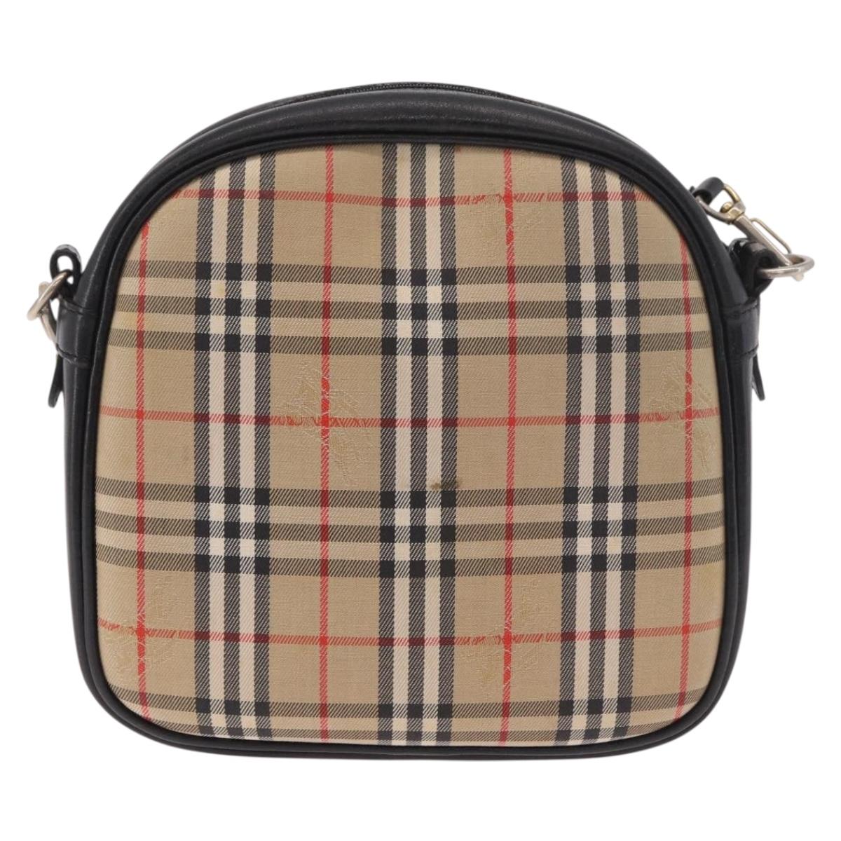 Burberrys Nova Check Shoulder Bag Canvas Beige Gold Auth 187940A