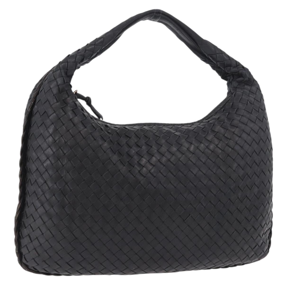 BOTTEGA VENETA INTRECCIATO Shoulder Bag Black Gold Auth 187954V